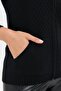 Women's Stand Collar Seamless Front Zipper Wool Cardigan Black - 6