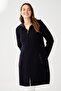 Women's Hooded Wool Coat 21156 Dark Navy Blue - 5