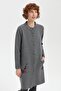 Women's Stand Collar Pocket Embroidered Long Wool Cardigan Smoked - 4