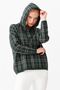 Women's Hooded Checked Short Sweater Green - 3