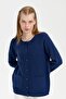 Women's Crew Neck Front Diamond Knit Seamless Wool Cardigan Indigo - 5