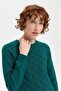 Women's Crew Neck Seamless Wool Sweater with Braided Hair on the Front B.C. - 5