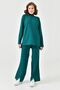 Women's Stand Collar Striped Sweater and Striped Slit High Waist Pants Green Bottom Top Knitwear Set 1070 - 4