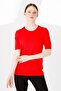 Women's Lycra Short Sleeve Crew Neck Plain Blouse Coral