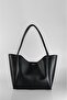 Women's Black Large Makeup Bag Hand and Shoulder Bag - 2