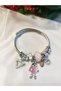 Steel Bracelet for Women with Charm Pink Fish Figure - 2