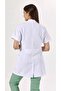 White Tunic Length, Short Sleeve, Mandarin Collar, Doctor's Coat - 3