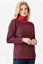 Women's Collar Collar Colorful Striped One Side Slit Buttoned Sweater Red - 3