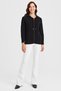 Women's Hooded Hair Walking Braided Wool Cardigan Black - 3