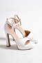 Women's White High Platform Heeled Shoes - 4