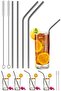 Metal Straw 6 Pieces Stainless Metal Soft Drink Straw And Stick Straw Cleaning Brush Set - 2