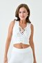 Women's White Stretch Fabric Lace-Up Design Sleeveless Athlete Top and Leggings Two-Piece Sports Set 069 - 4