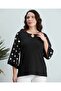 Women's plus-size sleeves tulle transparent blouse - 2