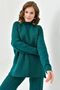 Women's Stand Collar Striped Sweater and Striped Slit High Waist Pants Green Bottom Top Knitwear Set 1070 - 5