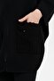Women's Stand Collar Pocket Rose Embroidered Zippered Short Poncho Black - 6