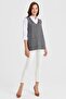 Women's V-Neck Lace Embroidered Wool Vest Smoked - 4