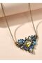 New Design Fashion Jewelry Vintage Gold Color Blue Resin Triangle Necklace - 3