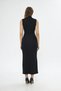 Women's Stretchy Fabric Sleeveless Slit Detail Padded Off the Shoulder Stand Collar Black Evening Dress 21105 - 5