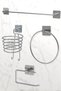 Silver Chrome Roll and Long Towel Holder -WcPaper Holder and Blow DryerSetof 4