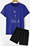 Space Themed Shorts T-shirt Tracksuit Set