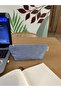 Cobalt Blue Gingham Washable Zippered Single Eyed Cloth Pen Holder Pencil Case Wallet Makeup Bag - 6