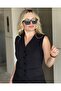 Women's Black Crepe Fabric Masculine Lined Vest Slim Fit