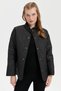 Women's Short Quilted Jacket with Snap Front and Onion Pattern, Black - 8
