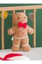 Christmas Themed Cookie Man Figure Baby Throw Pillow with Red Bow Tie and Red Ribbon 29 cm