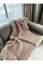 Milky Brown Hand Knitted Blanket - 5