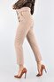 Beige Belted Atlas Dabıl Fabric Carrot Trousers - 3