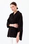 Women's Bat Sleeve Linen Shirt Black - 6