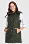 Women's Hooded Quilted Vest Green - 2