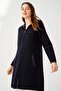 Women's Hooded Wool Coat 21156 Dark Navy Blue - 2