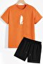 Feather Shorts T-shirt Tracksuit Set