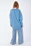 Blue V-Neck Heart Buttoned Knitted Cardigan - 4