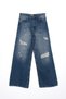 Mavi01 100% Cotton Ripped Detailed Wide Leg Denim Trousers - 5