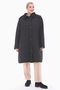 Women's Large Size Hooded 105 Cm Black Quilted Coat 1018