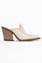 Valmine Women's Genuine Leather Western Slippers Beige - 4