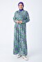Green-Purple Darted Patterned Viscose Shirt Dress - 2
