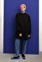 Black Ribbed Collarless Cotton Tunic
