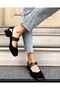 Mary Jane Black Patent Leather - Square Toe Double Scarf Low Heel Shoes (3 cm) - 2
