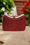 Claret Red Special Glitter Imported Fabric Evening Dress Bag with Armrests - 3