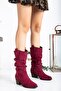 Burgundy Suede Women's Gusseted Western Boots Un001-0170 - 3