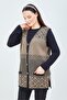 Women's Short Mink Patterned Knitwear Buttoned Pocket Winter Mother Vest - 5