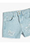 Denim Shorts Butterfly Applique Detailed Pocket Cotton - 3