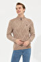Men's Camel Melange Stand Collar Knitwear Sweater 50253084 -Vr122 - 4
