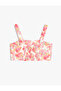Floral Crop Blouse Strappy Square Neck Viscose Fabric - 2