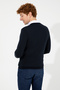 Men's Navy Blue V-Neck Basic Knitwear Sweater 50256658 -Vr033 - 5