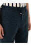 Navy Blue Carrot Fit 100% Linen Canvas Trousers 50285714-Vr033 - 5