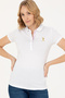 Women's White Basic Polo Neck T-Shirt 50262694-Vr013